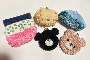 비즈 동전 지갑 가마구치 코인 케이스 5종 세트 곰