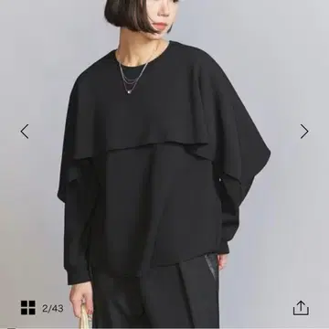 뷰티앤유스 케이프 프릴 레이어 티셔츠 블랙 WEB 한정판