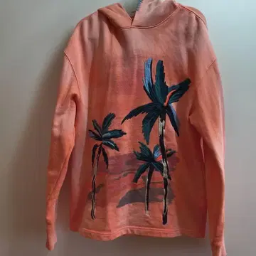 Scotch & Soda 팜 트리 자수 후드 부착 후드티 핑크