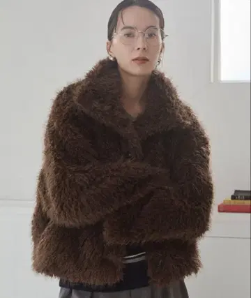 ANGIE 인조 모피 블루종 (샤기 퍼) 브라운