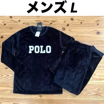 POLO 플리스 네이비 남성용 L 긴팔 파자마 세트 룸웨어