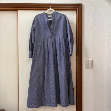 스트라이프 긴팔 셔츠 원피스