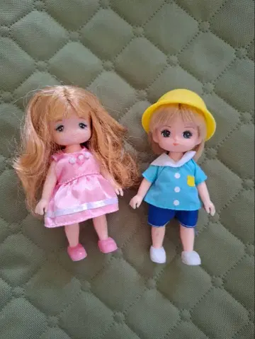 리카짱 인형 세트 ( 핑크 드레스 파랑 셔츠 )