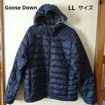 구스 다운 다운 후드티 LL 사이즈 네이비색