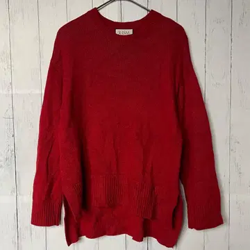 R-ISM 리듬 크루넥 니트 스웨터 빨간색 오버 사이즈