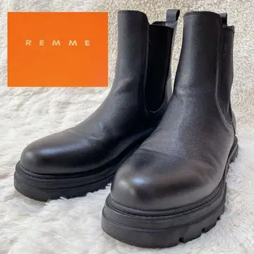 REMME 레메 사이드 고어 부츠 가죽 트랙 밑창 통굽 37 23.5