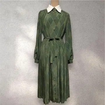 빈티지 원피스 쇼와 레트로 원피스 플리츠 원피스