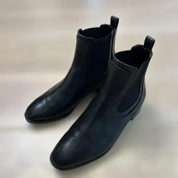 블랙 가죽 사이드 고어 부츠