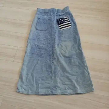 로컬 모션 데님풍 맨투맨 소재 롱 스커트