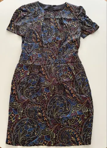 ANAY 페이즐리 무늬 반팔 무릎 기장 원피스