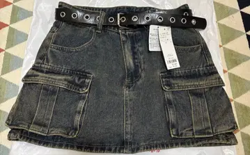 아일렛 벨트 카고 데님 치마바지