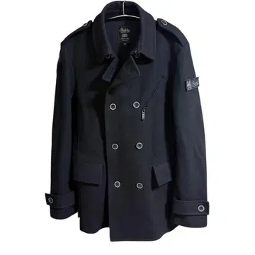 [ Bukta ] 박타 더블 브레스트 피 코트 블랙 울