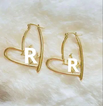 골드 귀걸이 후프 귀걸이 LV 로고 마크 하트