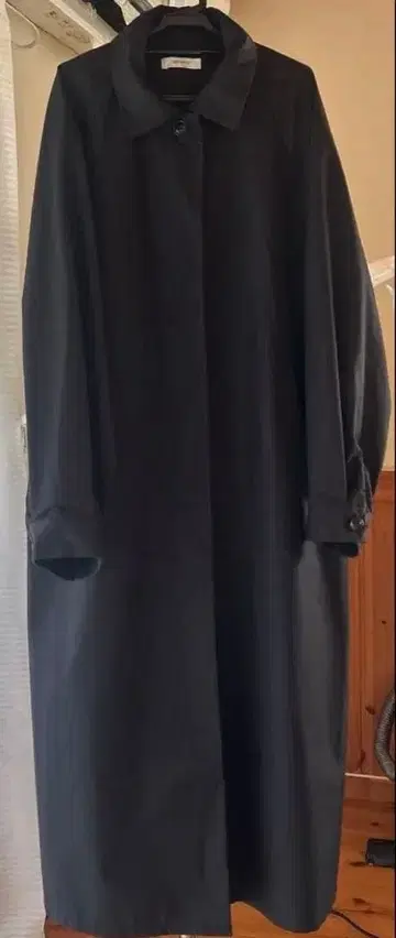 블랙 스텐 칼라 스탠드 롱 코트 발마칸 코트