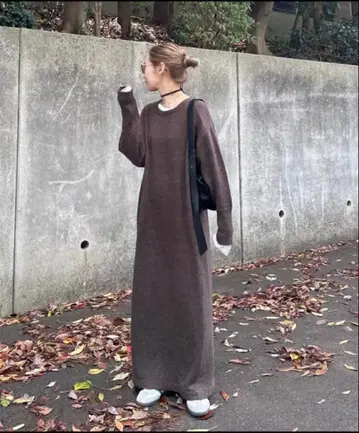 PON 니트 원피스 긴팔