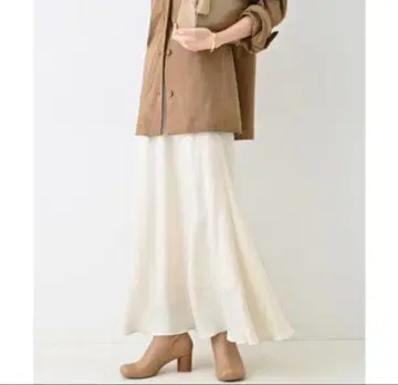 IENA 택 포함 새상품 아이보리 피치 새틴 머메이드 스커트 38