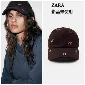 완판템 ZARA 울 소재 개 자수 캡 택 포함 새상품 개
