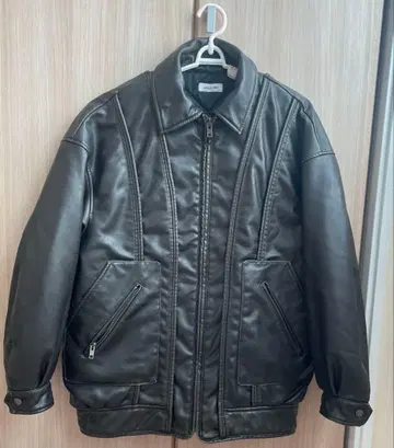 LAGUA GEM 인조 가죽 빈티지 자켓 브라운