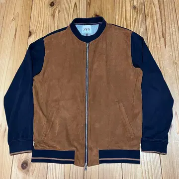 자라 브라운 네이비 집업 블루종 더블 지퍼