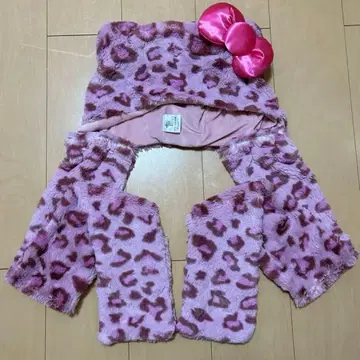 USJ 유니버셜 머플러 햇 헬로키티 레오파드 무늬 핑크