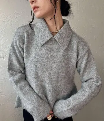 deux amour 카라 탈부착 폴로 니트