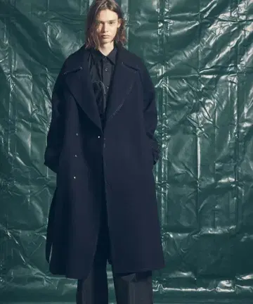 SUPER140S 울 컷오프 스티치 더블 오버코트