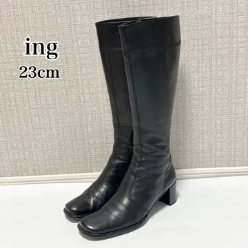 새상품급 ing 잉그 가죽 롱 부츠 23cm 블랙 사이드 지퍼