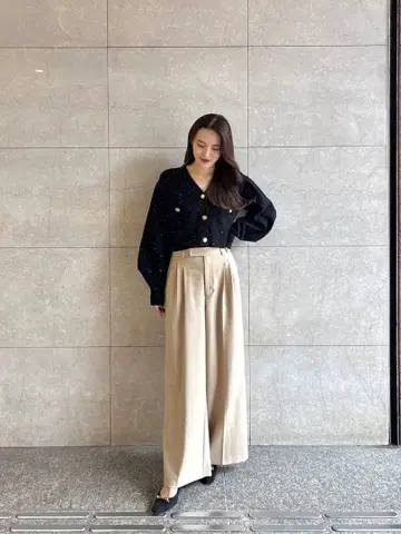 [ 익명 배송 ] COCODEAL T/R 와이드 팬츠 사이즈 2 베이지