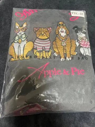 Apple & Pie 자수 에코백 네이비