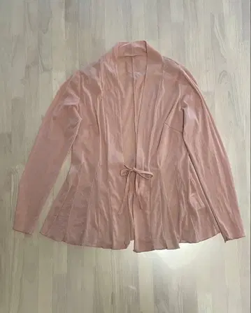 리본 포함 긴팔 가디건 핑크