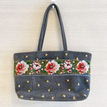 새상품급 FEILER 포지 토트백 꽃무늬 그레이 바탕 바닥 있음