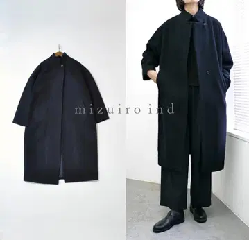 미즈이로 인드 울 블렌드 스탠드 카라 코트