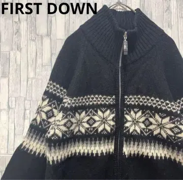퍼스트다운 드라이버즈 니트 스웨터 노르딕 눈꽃 패턴 M 울