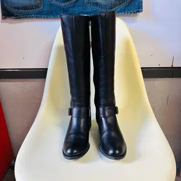 블랙 가죽 롱 부츠 버클 포함 M 사이즈