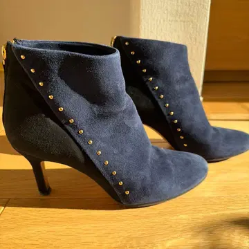 펠리코 네이비 블랙 스웨이드 하이힐 부츠