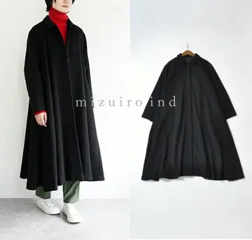 미즈이로 인드 스탠 칼라 플레어 코트