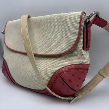 CELENCEE 세렌시 숄더백 크림과 빨간색 캔버스