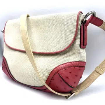 CELENCEE 세렌시 숄더백 크림과 빨간색 캔버스