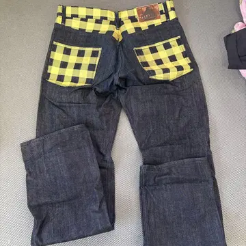 XLARGE 체크 무늬 다크 데님 팬츠 30