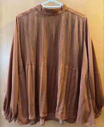 Jena 브라운 플리츠 긴팔 튜닉 F