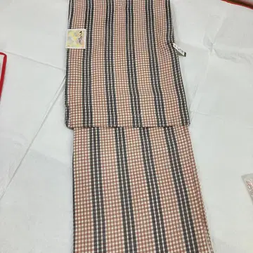 새상품 폴리에스테르 워셔블 기모노 체크 무늬 코몬 M 사이즈 코몬