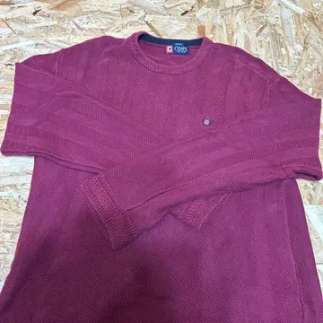 CHAPS 헤링본 편직 스웨터 와인 레드