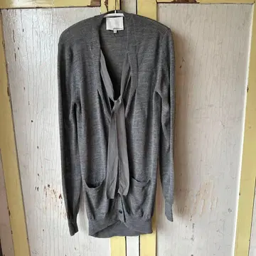 3.1 필립림 얇은 소재 그레이 롱 기장 가디건 리본