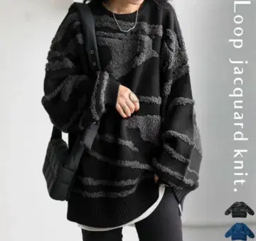 antiqua 자카드 니트 마블 긴팔