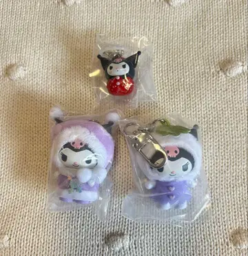 산리오 치비토모 눈의 정령 화과자 딸기 메지루시 액세서리 쿠로미