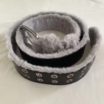 퍼 벨트 fur belt 실버 그레이 y2k 그런지 opium