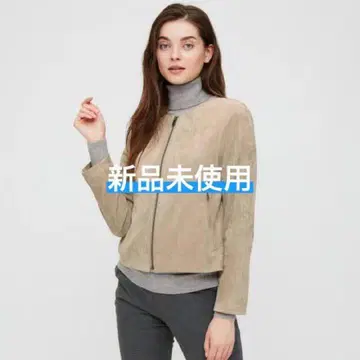 [ 미사용 새상품 ] 스웨이드 노카라 자켓 베이지 유니클로