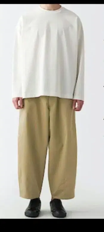 mujilabo 항균 방취 스트레치 치노 와이드 테이퍼드 팬츠 베이지