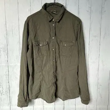 ZARA BASIC DENIM 밀리터리 셔츠 카키 M 드레이프감 소재