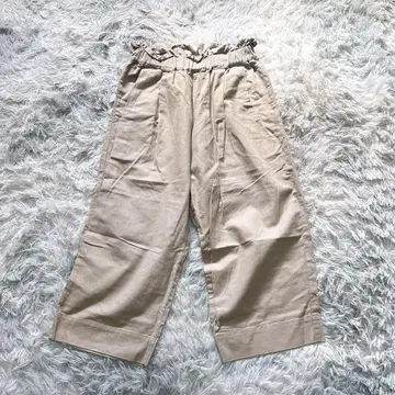 탕 38 와이드 팬츠 무지 베이지 출퇴근 봄/여름 면 린넨 프릴 고품질